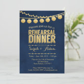 Probe-Dinner Gold und Navy Einladung (Stehend Vorderseite)