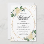 Probe Dinner Goldene Glitzer Grüne Einladung (Vorderseite)