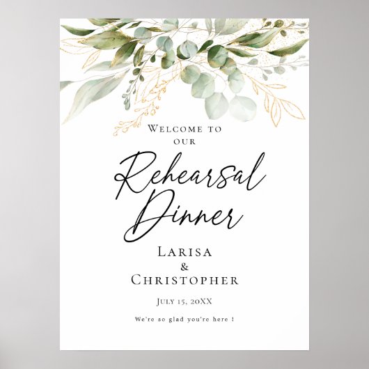 Probe Dinner Grün Eleganter Empfang Poster (Vorne)