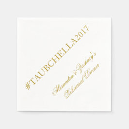 Probe Dinner Hashtag Napkins Gold und Weiß Serviette