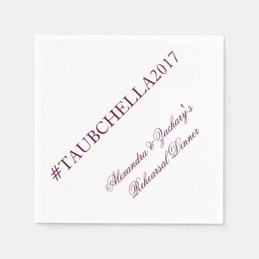 Probe Dinner Hashtag Napkins Wein und Weiß Serviette (Vorderseite)
