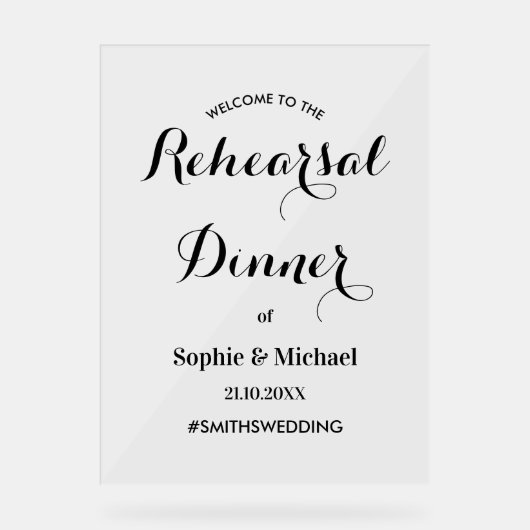 Probe Dinner Herzlich willkommen Acrylschild (Vorderseite)