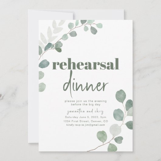 Probe Dinner Hochzeit Einladung (Vorderseite)