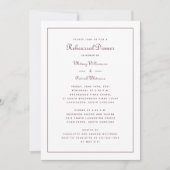 Probe Dinner Hochzeit Elegantes Burgundy Script Einladung (Vorderseite)
