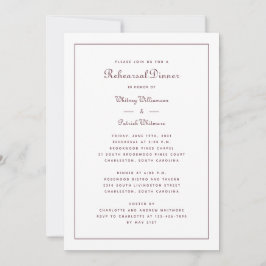 Probe Dinner Hochzeit Elegantes Script Burgundy Einladung