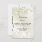 Probe Dinner Hochzeit Gold Creme Pearl Floral Einladung (Rückseite)