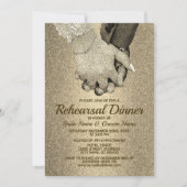 Probe Dinner Hochzeit Goldener Glitzer Einladung (Vorderseite)