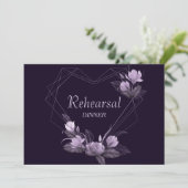 Probe Dinner Hochzeit Lila Blumenviolett Einladung (Stehend Vorderseite)