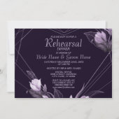 Probe Dinner Hochzeit Lila Blumenviolett Einladung (Rückseite)
