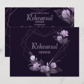 Probe Dinner Hochzeit Lila Blumenviolett Einladung (Vorne/Hinten)