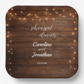 Probe-Dinner Hochzeit mit rustikalem Streichellich Pappteller (Vorderseite)