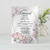 Probe Dinner Hochzeit Party Pink Peach Herzen Einladung (Stehend Vorderseite)