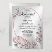 Probe Dinner Hochzeit Party Pink Peach Herzen Einladung (Vorne/Hinten)