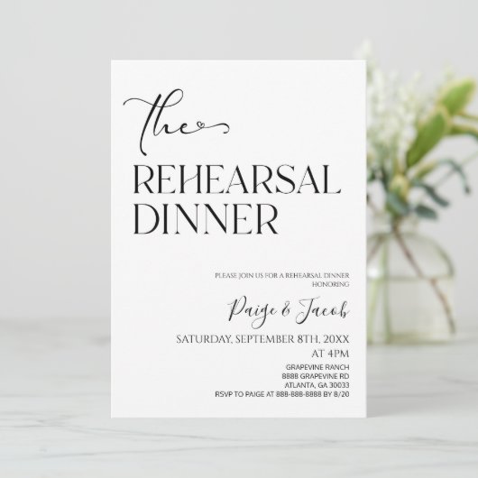 Probe Dinner Hochzeit Probe Dinner Einladung (Stehend Vorderseite)