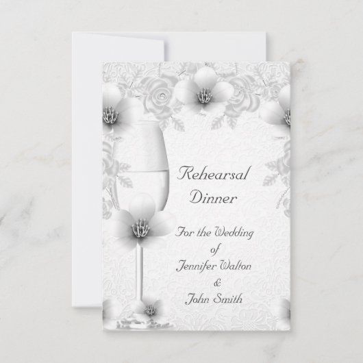 Probe Dinner Hochzeit Silberrossom Einladung (Vorderseite)
