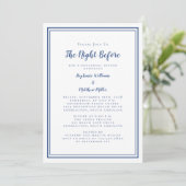 Probe Dinner Hochzeit vor Blue White Einladung (Stehend Vorderseite)