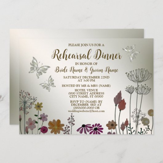 Probe Dinner Hochzeitsfeier Farbenfrohe Blume Einladung (Vorne/Hinten)