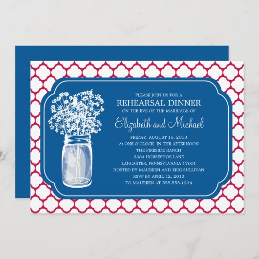 Probe Dinner Honeycomb Mason Jar Wildblumen Einladung (Vorne/Hinten)