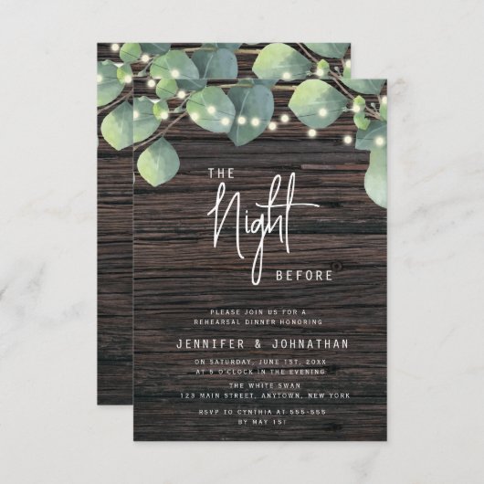 Probe-Dinner im Grünen von Holz Einladung (Vorne/Hinten)