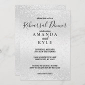 Probe Dinner im Weißen Glitzer Einladung (Vorne/Hinten)