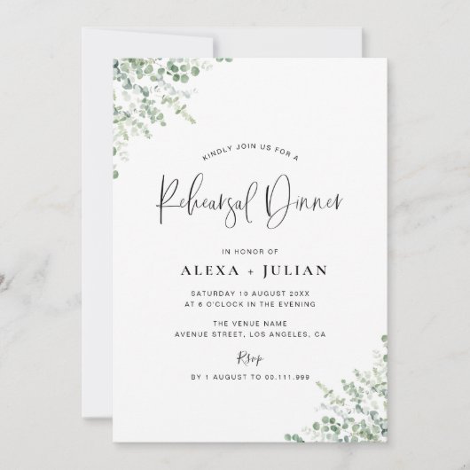 Probe-Dinner in Blau und Grün Einladung (Vorderseite)