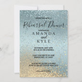 Probe Dinner in Blue and Gold Glitzer Einladung (Vorderseite)