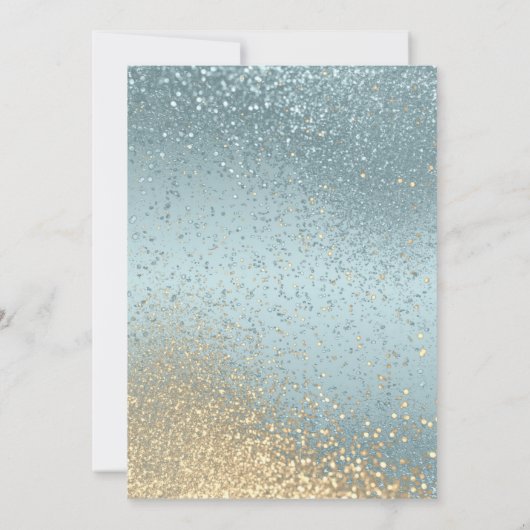 Probe Dinner in Blue and Gold Glitzer Einladung (Rückseite)