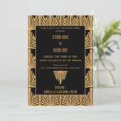 Probe-Dinner in Gold und Black Art Deco Einladung (Stehend Vorderseite)