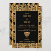 Probe-Dinner in Gold und Black Art Deco Einladung (Vorne/Hinten)
