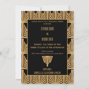 Probe-Dinner in Gold und Black Art Deco Einladung