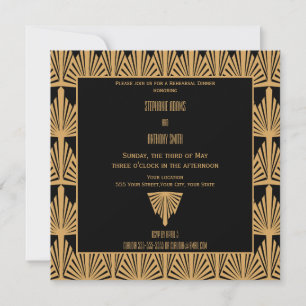 Probe-Dinner in Gold und Black Art Deco Einladung
