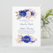 Probe-Dinner in Navy und Rosa Einladung (Stehend Vorderseite)