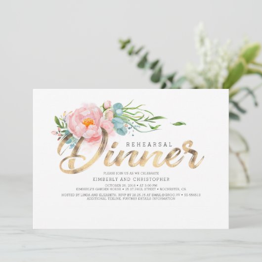 Probe Dinner in Rosa Einladung (Stehend Vorderseite)