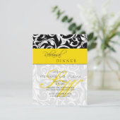 Probe-Dinner-Karte Gelbes Swirl Monogramm Einladung (Stehend Vorderseite)