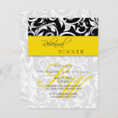 Probe-Dinner-Karte Gelbes Swirl Monogramm Einladung (Vorne/Hinten)