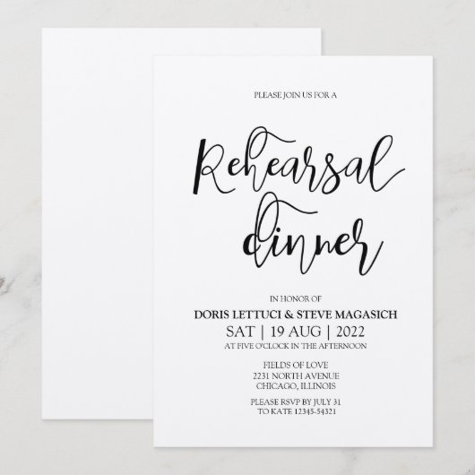 Probe Dinner Kraft Einladung (Vorne/Hinten)