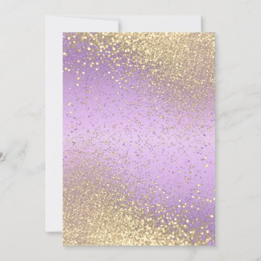 Probe Dinner Lila und Gold Glitzer Einladung (Rückseite)