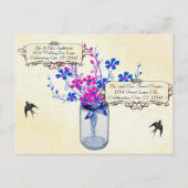 Probe Dinner Mason Jar Lapis Blau und Hot Pink Einladungspostkarte (Rückseite)