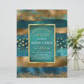 Probe Dinner mit aquamarinen Pinselstrichen Einladung (Stehend Vorderseite)