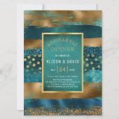 Probe Dinner mit aquamarinen Pinselstrichen Einladung (Vorderseite)