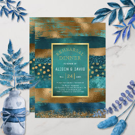 Probe Dinner mit aquamarinen Pinselstrichen Einladung