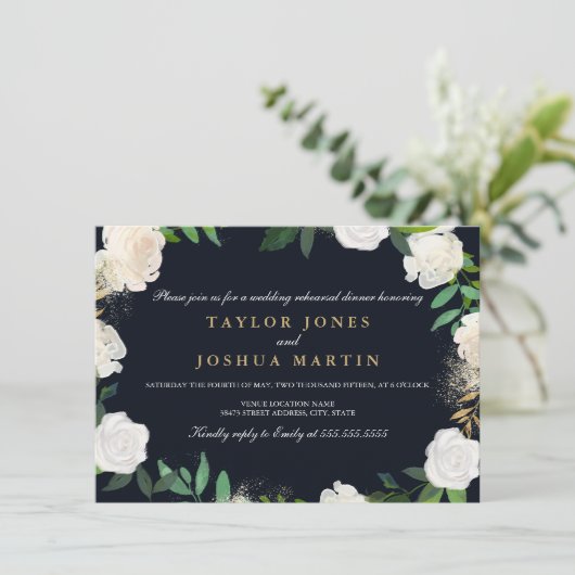 Probe-Dinner mit Blumenblüten Einladung (Stehend Vorderseite)