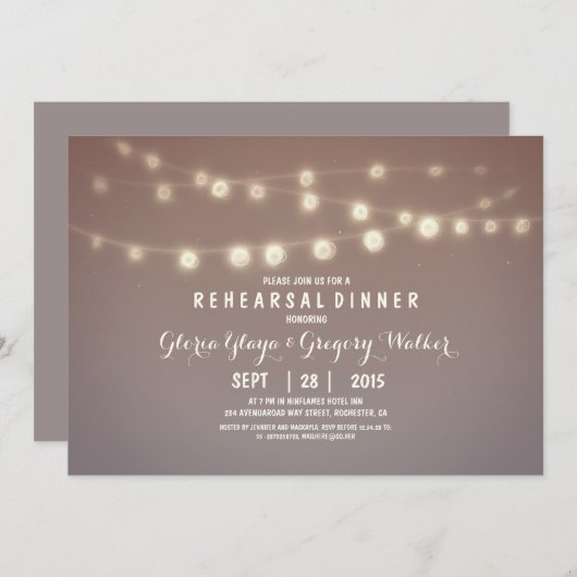 Probe-Dinner mit knechten Lichtern Einladung (Vorne/Hinten)