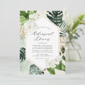 Probe-Dinner mit tropischen Blätter Einladung (Stehend Vorderseite)