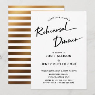Probe Dinner Moderne Kalligraphie, Goldränder Einladung