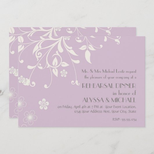 Probe Dinner - Moderner Blumenwirl Geblüht Einladung (Vorne/Hinten)