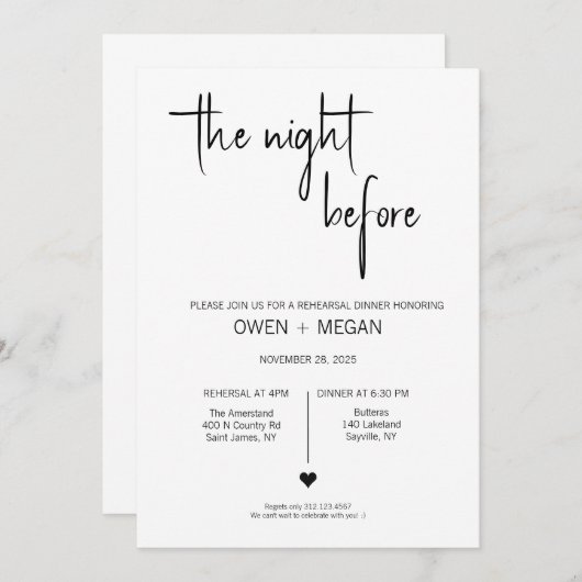 Probe Dinner, Nacht vor Einladung (Vorne/Hinten)