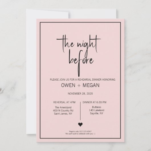 Probe Dinner, Nacht vor Einladung (Vorderseite)