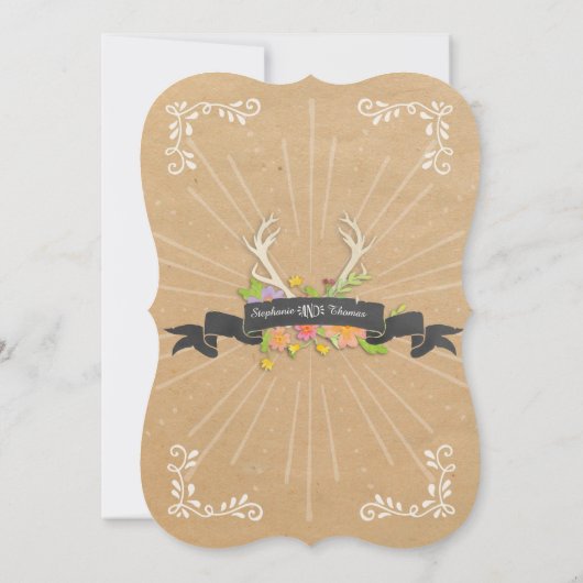 Probe Dinner Party Antlere Wildblume Sternexplosio Einladung (Rückseite)