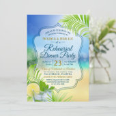 Probe Dinner Party Beach Wedding Mojito Palm Einladung (Stehend Vorderseite)